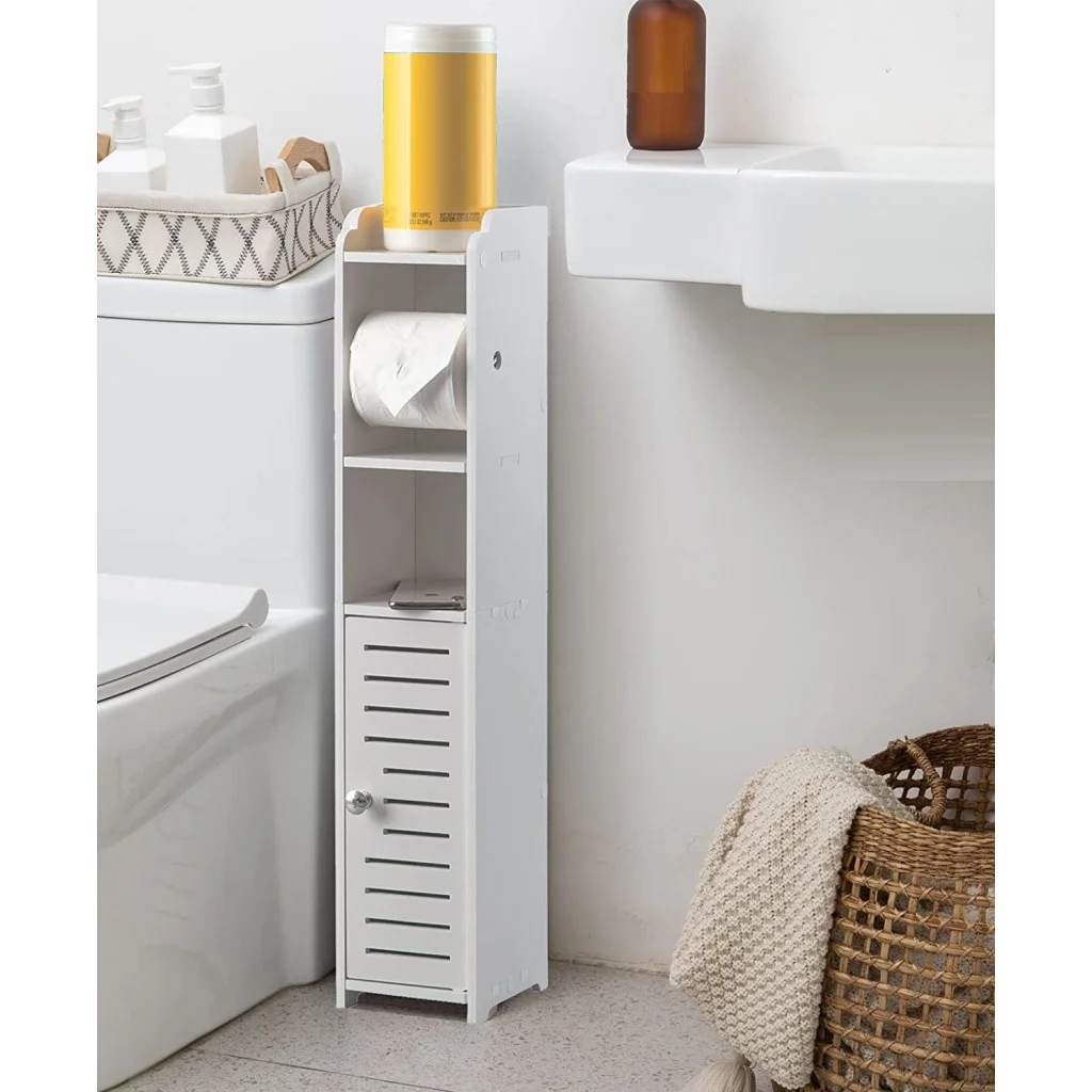 Toilet Paper Roll Holder for Bathroom with Roller - White