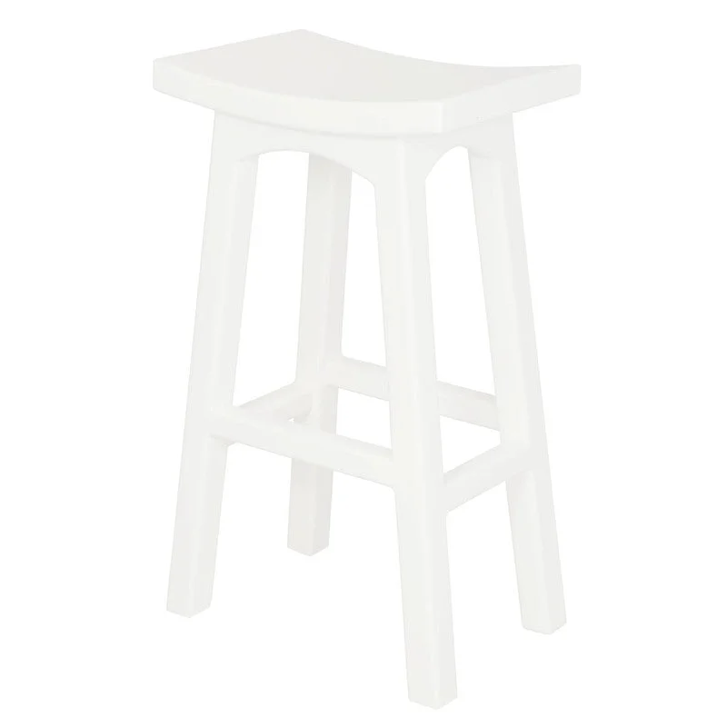 Tokyo Solid Mahogany Timber Barstool - White - Furniture