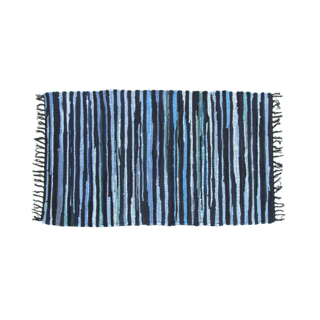 Tonal Chindi Cotton Handmade Floor Mat with Tassels