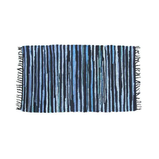 Tonal Chindi Cotton Handmade Floor Mat with Tassels