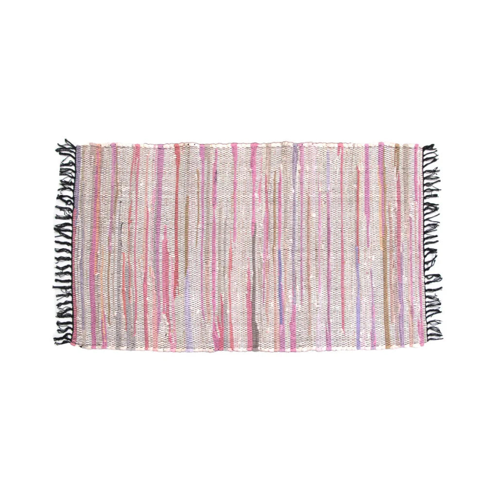 Tonal Chindi Cotton Handmade Floor Mat with Tassels