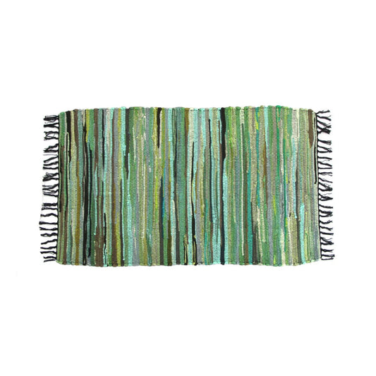 Tonal Chindi Cotton Handmade Floor Mat with Tassels