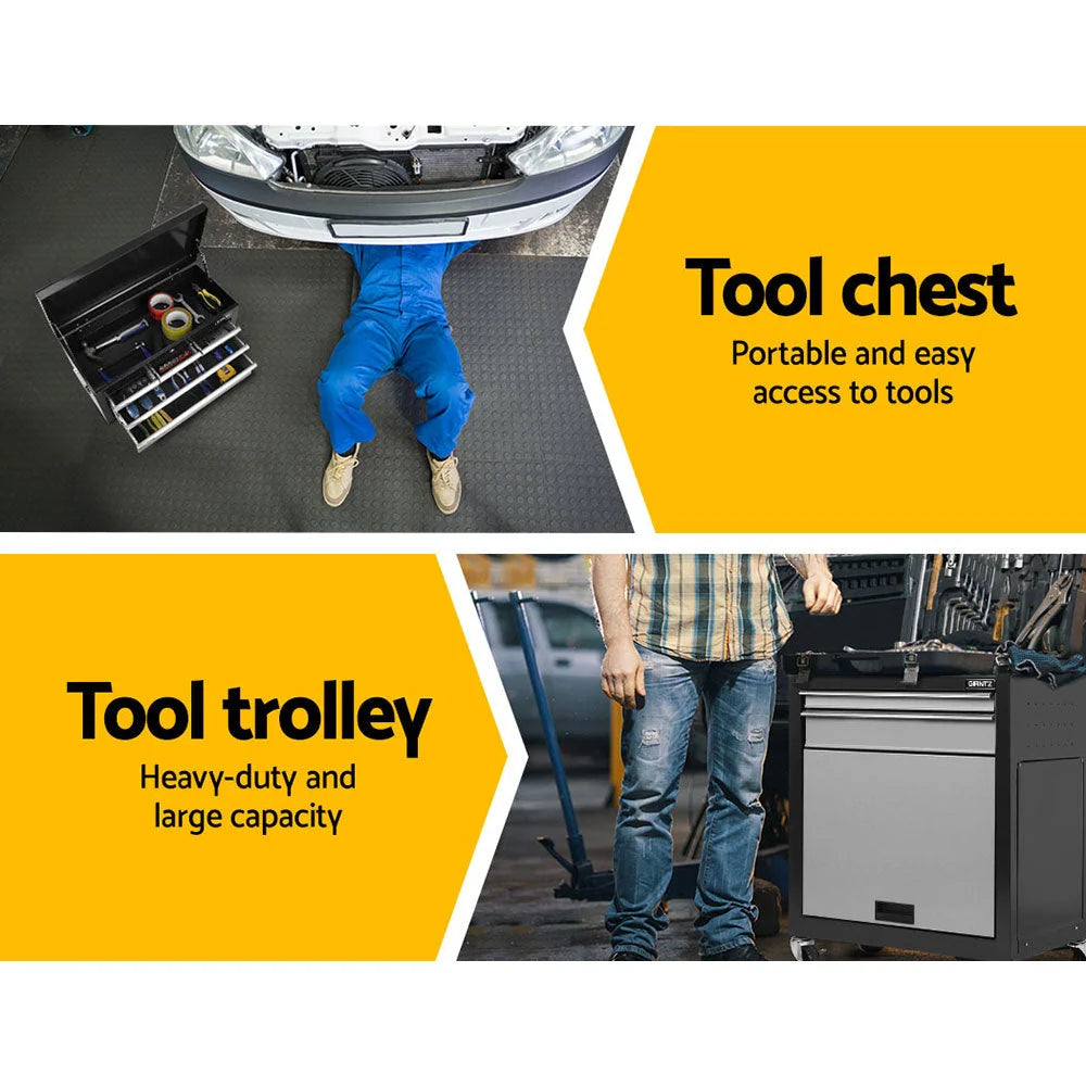 Tool Box Cabinet 7 Drawer Garage Toolbox Organizer Black Grey