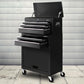 Black tool box cabinet with cabinet drawers and lockable top chest