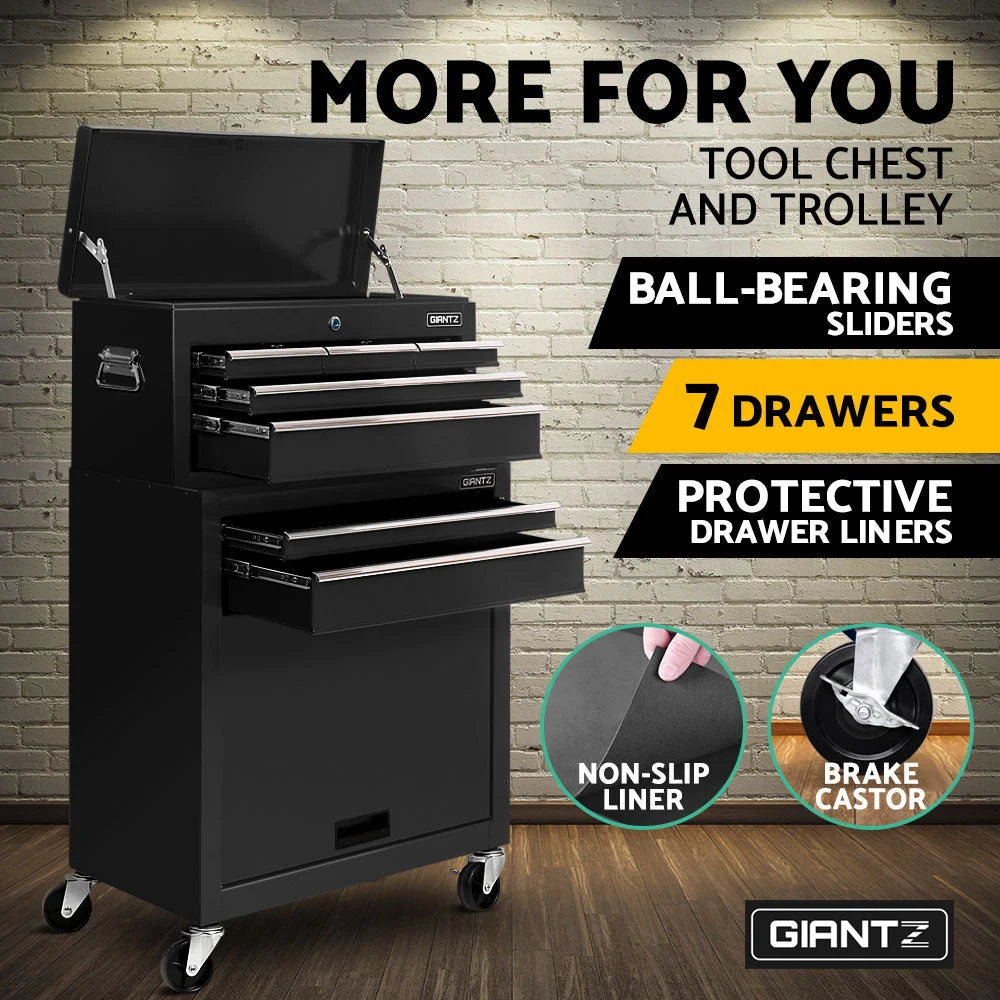 Tool Box Cabinet 7‑Drawer Garage Toolbox Organizer Black