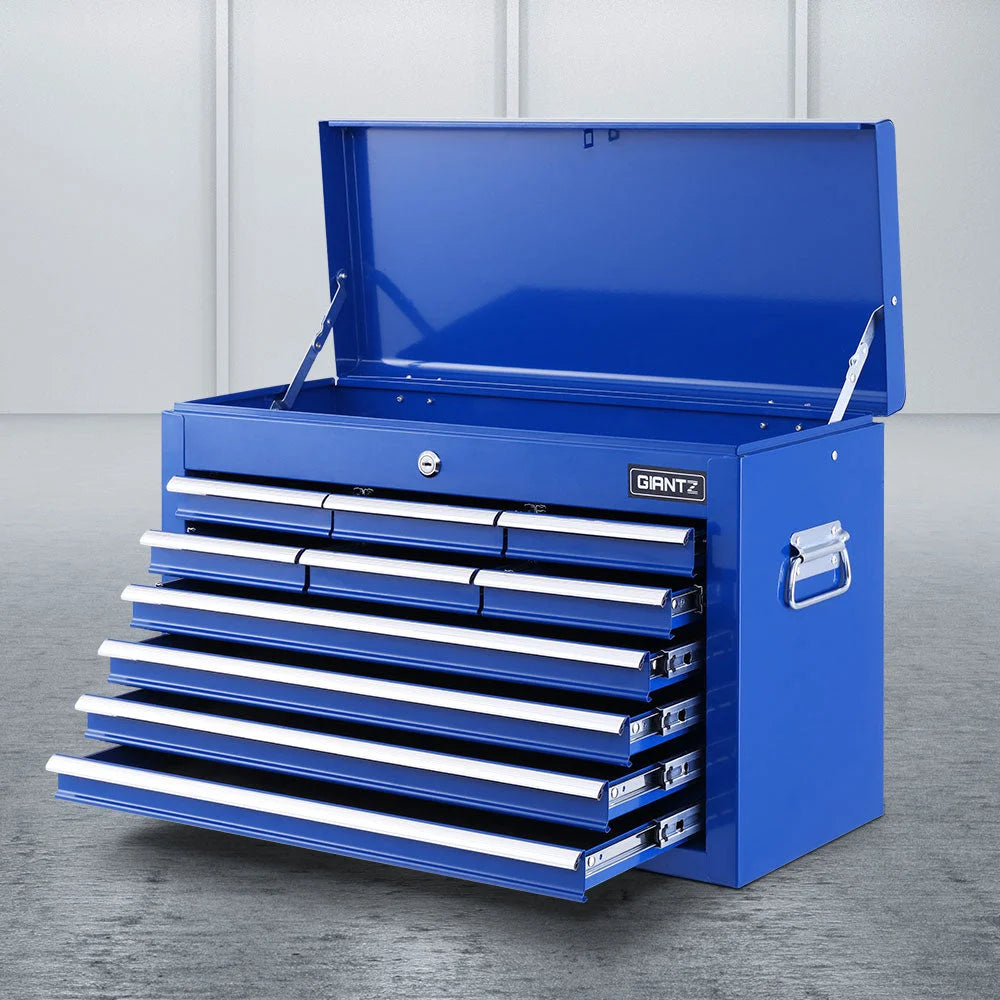 Blue storage cabinet with tool box chest garage