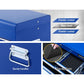 Blue storage cabinet for organised household storage