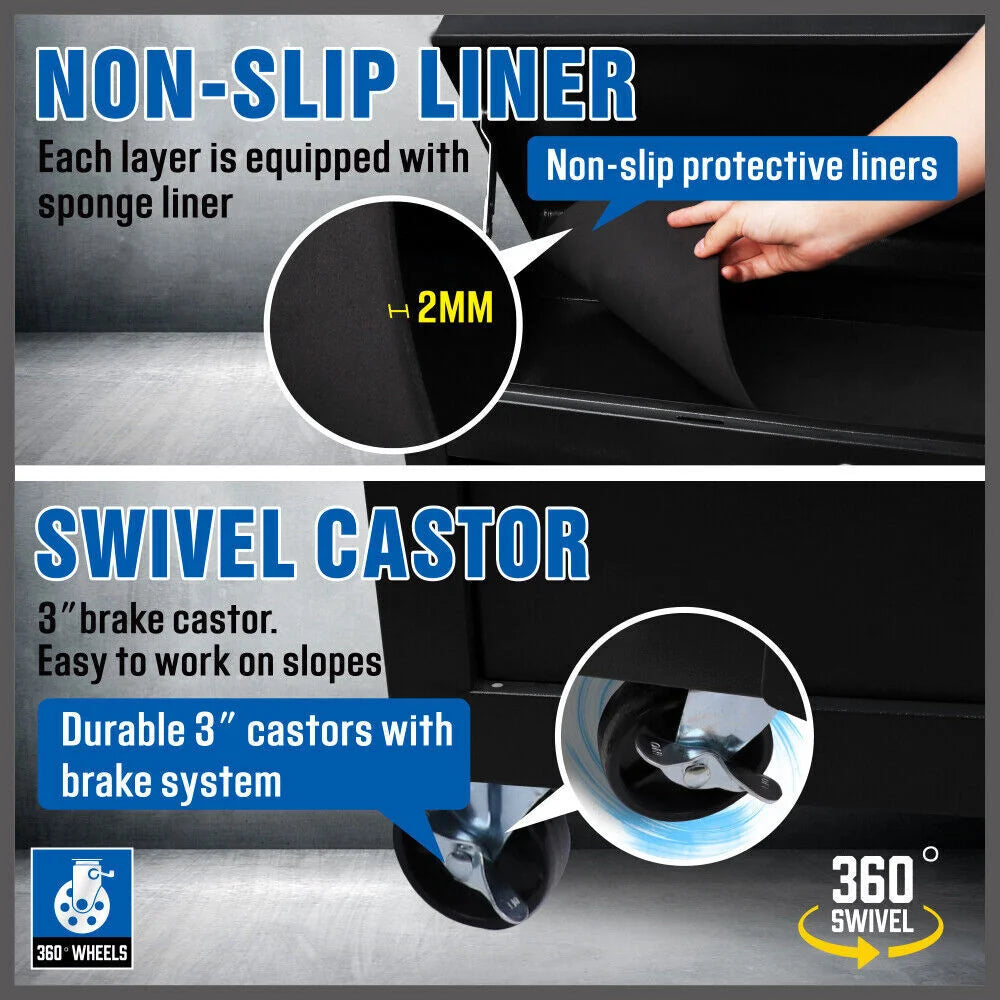 Tool Box Chest Cabinet Trolley 7 Drawer Garage Storage