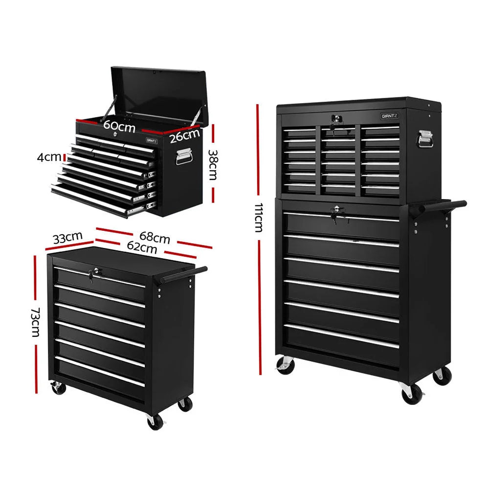 Tool Box Chest Trolley 16 Drawers Cabinet Cart Garage