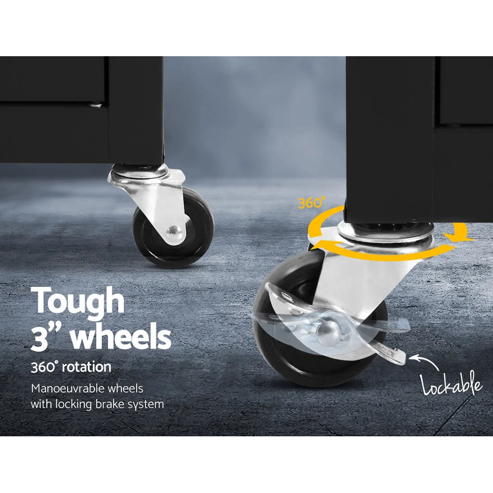 Tool Box Trolley 15 Drawers Chest Cabinet Cart Garage