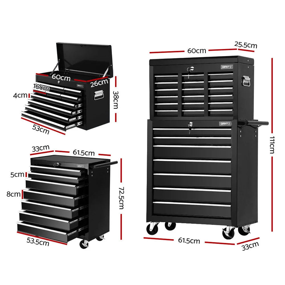 Tool Box Trolley 17 Drawers Chest Cabinet Cart Garage