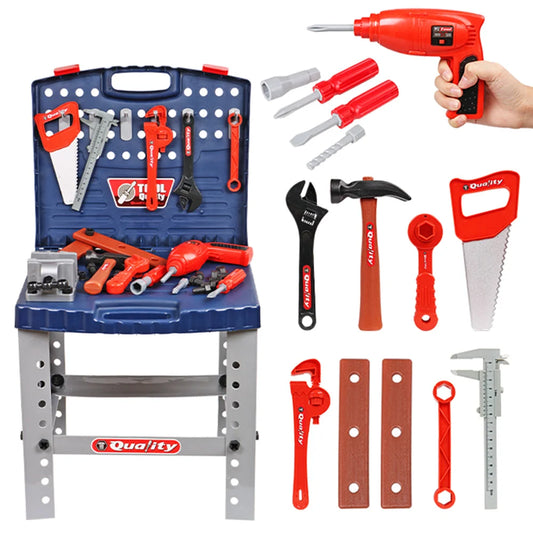 Tool Box Work Bench With Battery Operated Drill Set kids