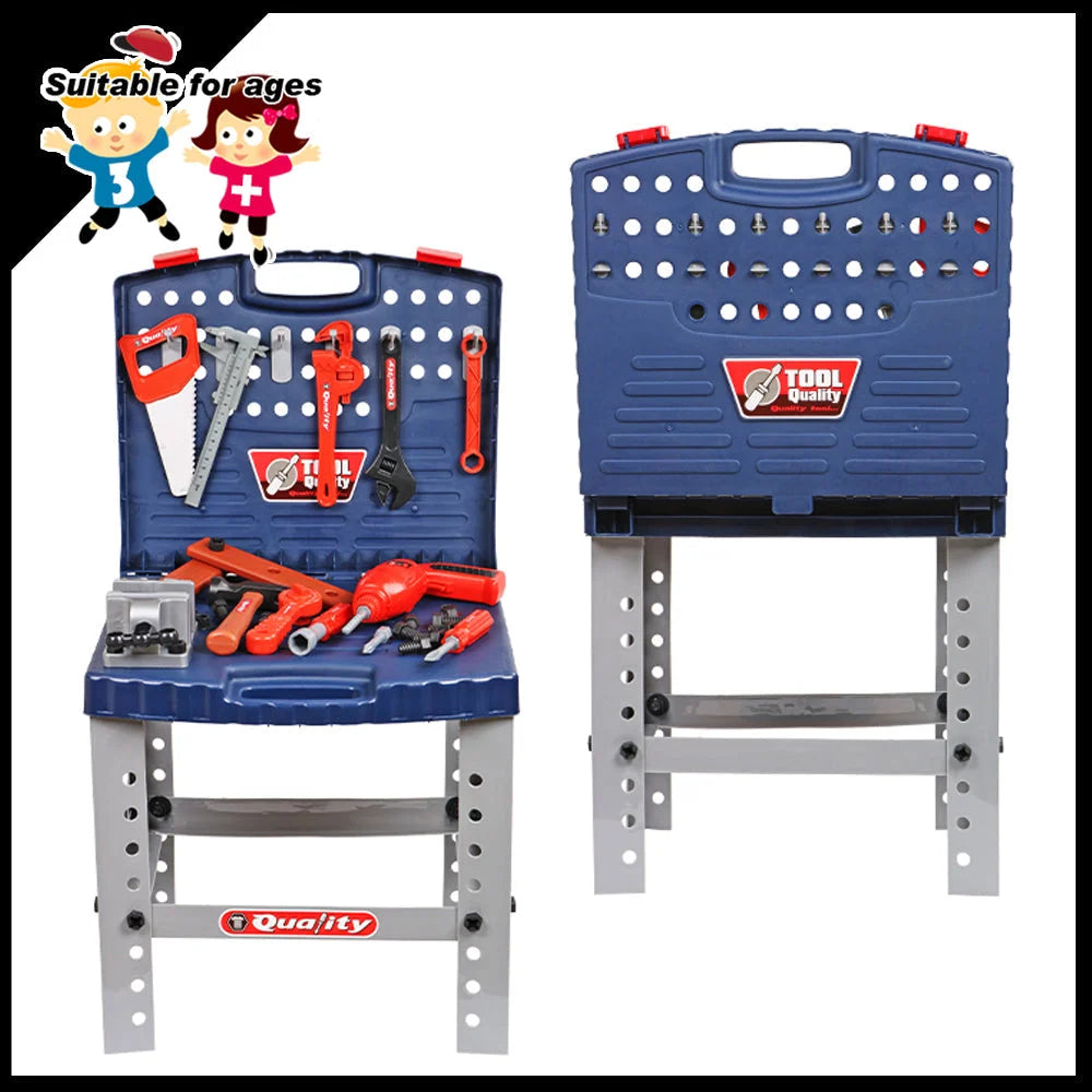 Tool Box Work Bench With Battery Operated Drill Set kids