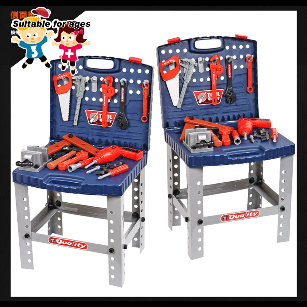 Tool Box Work Bench With Battery Operated Drill Set kids