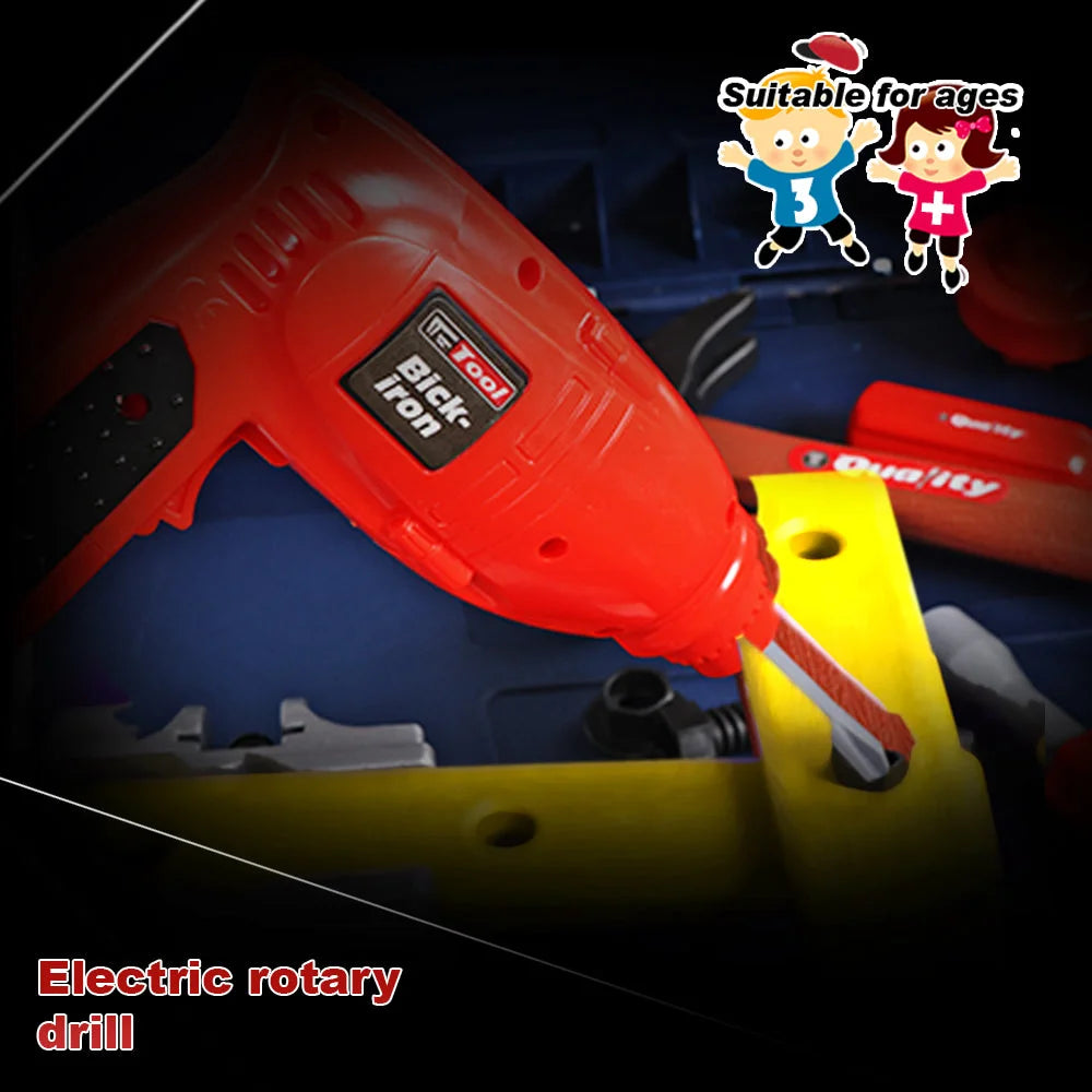 Tool Box Work Bench With Battery Operated Drill Set kids