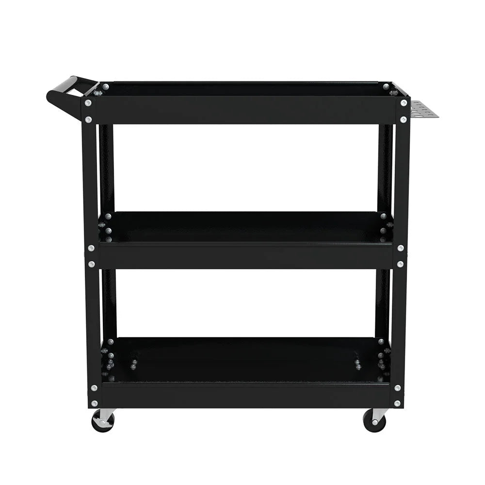 Tool Cart 3‑Tier Steel Trolley Mechanic Organizer Black