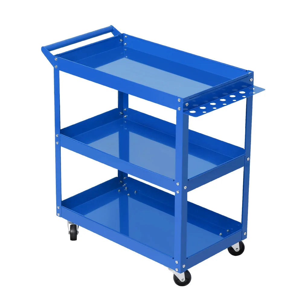 Tool Cart 3‑Tier Steel Trolley Mechanic Organizer Blue