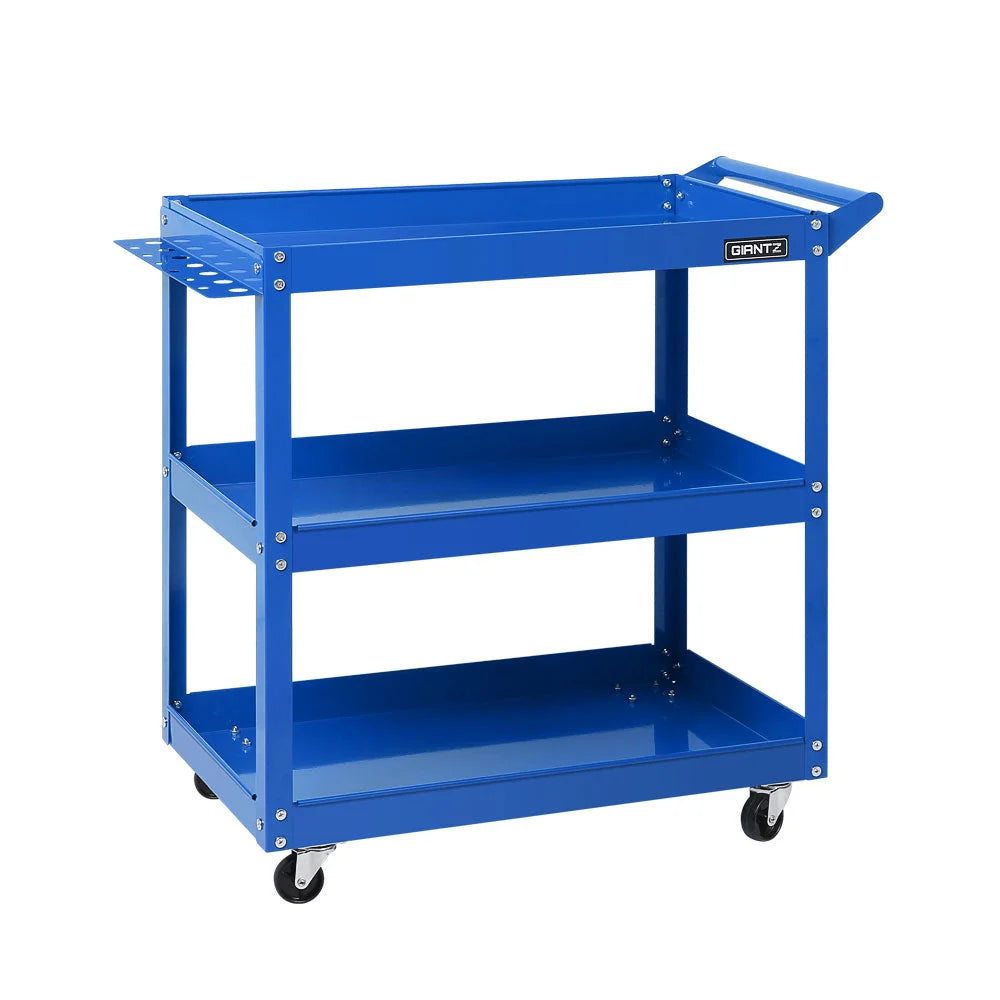 Tool Cart 3‑Tier Steel Trolley Mechanic Organizer Blue