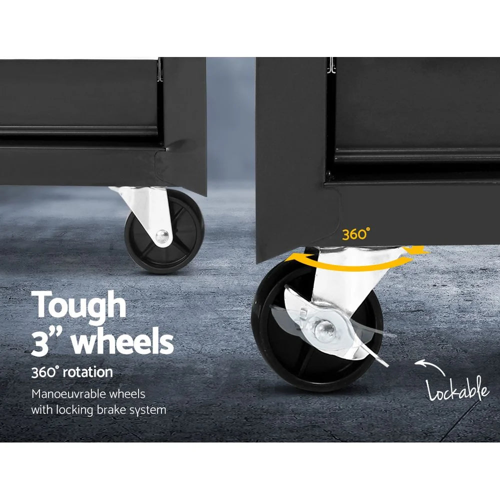 Tool Chest and Trolley Box Cabinet 7 Drawers Cart Garage