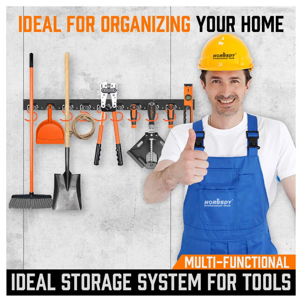 Tool Hanger Wall Mount 64’’ Garden Organizer Mop Broom
