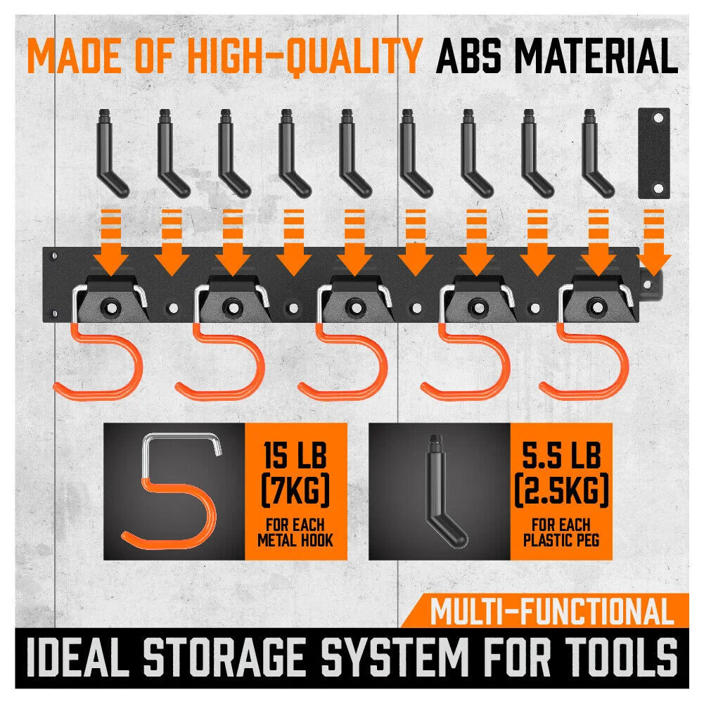 Tool Hanger Wall Mount 64’’ Garden Organizer Mop Broom