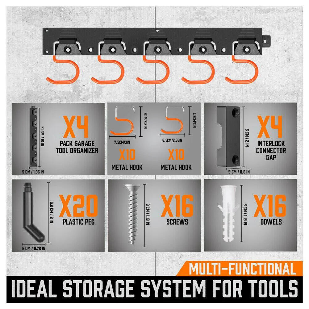 Tool Hanger Wall Mount 64’’ Garden Organizer Mop Broom