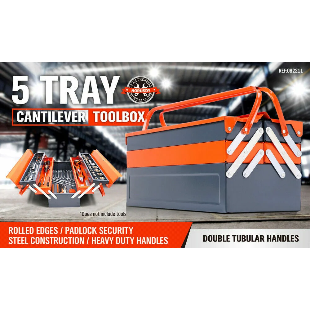 Tool Storage Box Cantilever 5-Tray Steel Portable Parts