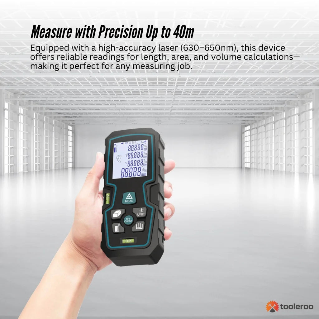 Tooleroo 40m Digital Laser Distance Measurer - LCD Area