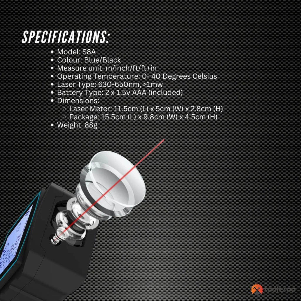 Tooleroo 40m Digital Laser Distance Measurer - LCD Area