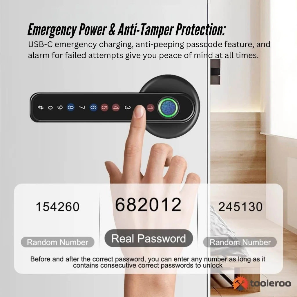 Tooleroo Digital Smart Door Lock Handle - 5in1 Keypad Home