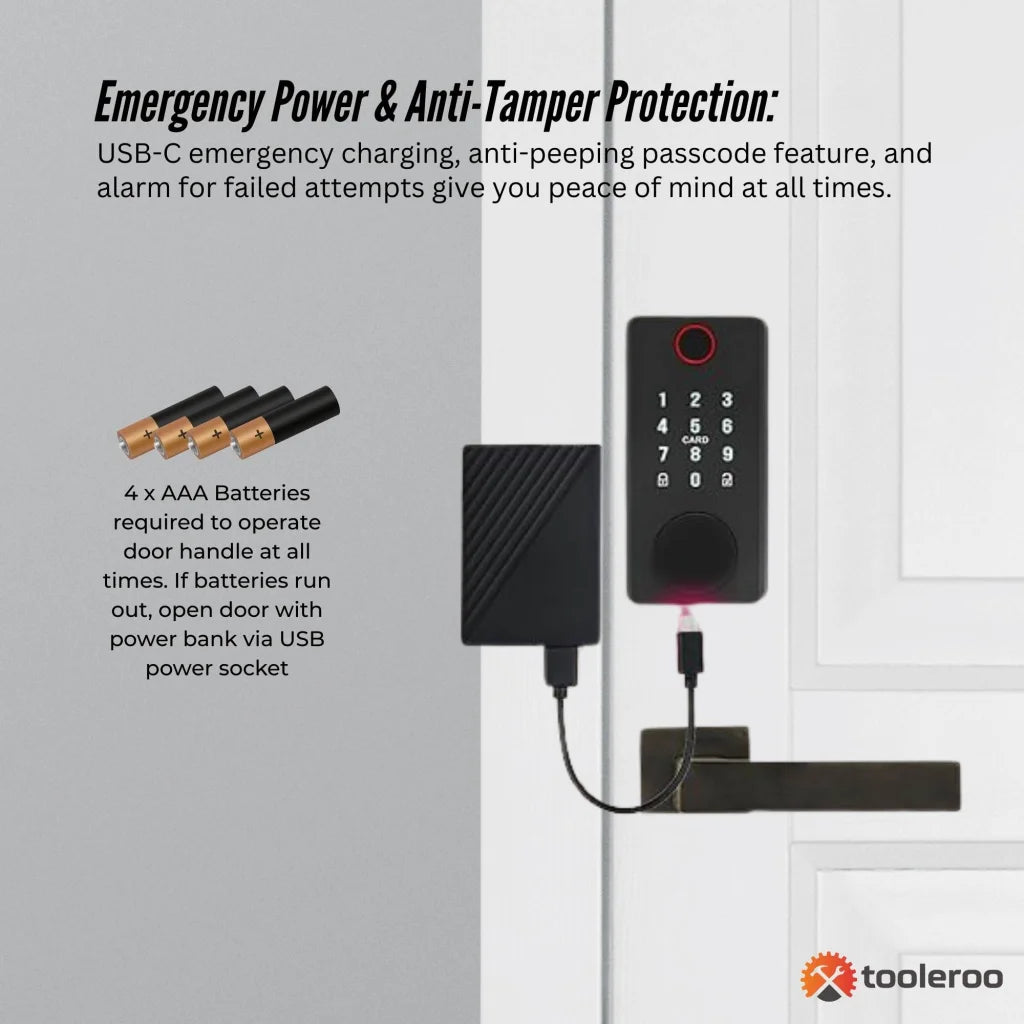 Tooleroo Digital Smart Door Lock Keypad - 5-in-1 Home Entry