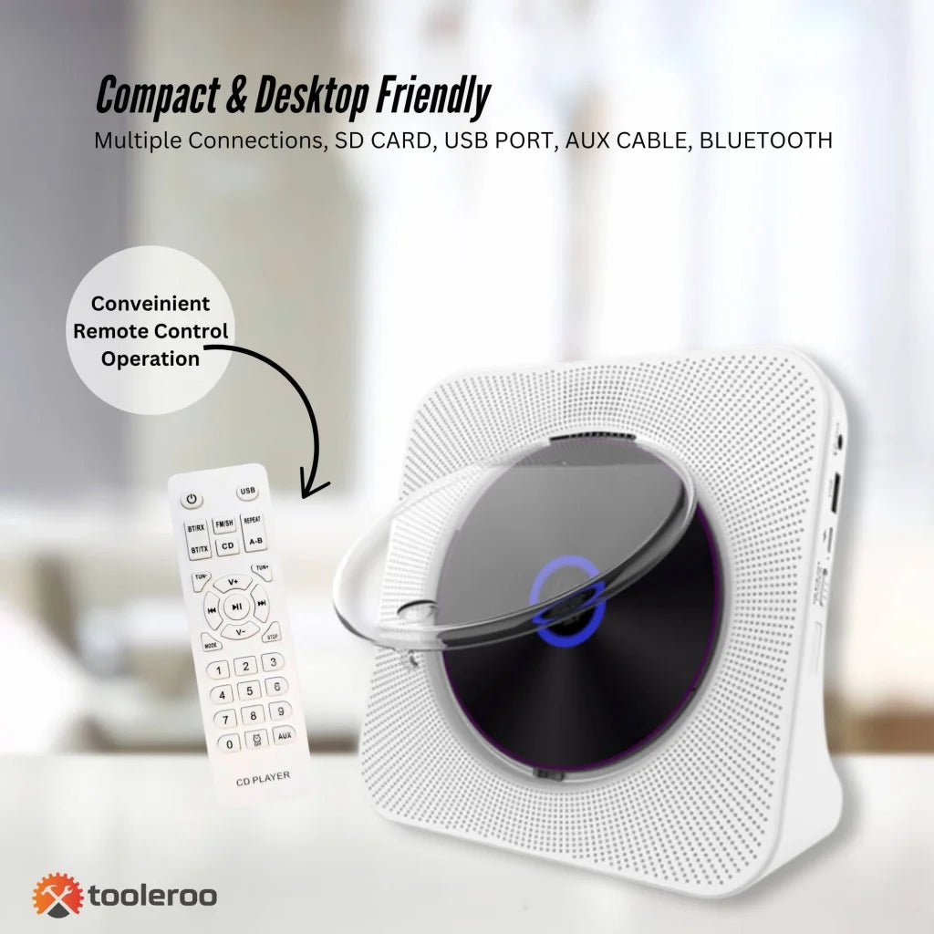 Tooleroo USB Rechargeable Desktop CD Player Speaker –