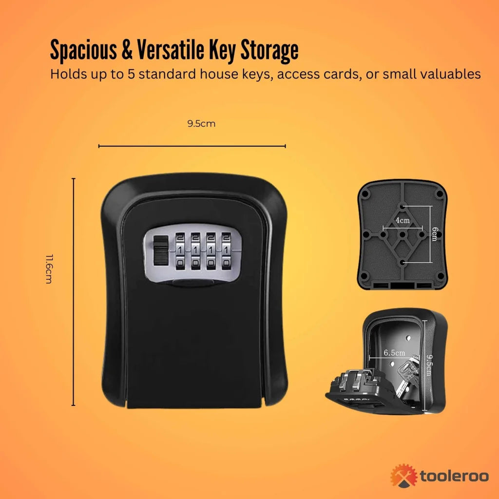 Tooleroo Wall Mount Key Lock Box – 4-Digit Safe