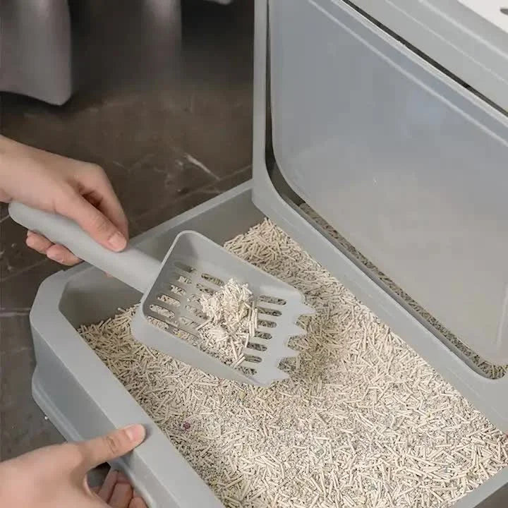Top Entry Cat Litter Box with Drawer Enclosed Design
