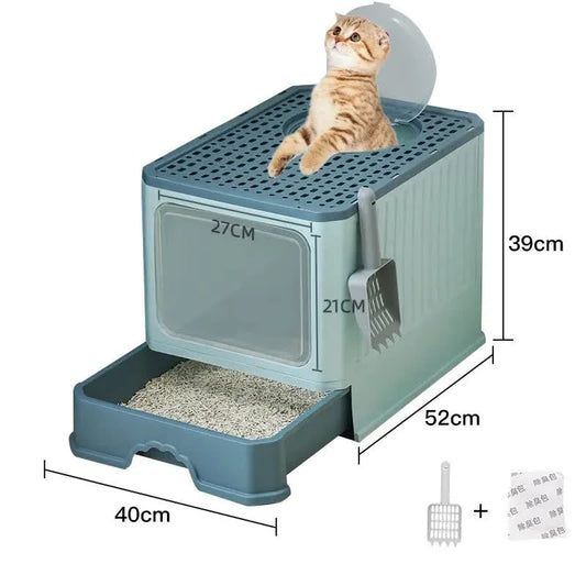 Top-Entry Cat Litter Box with Drawer-Enclosed Design Easy