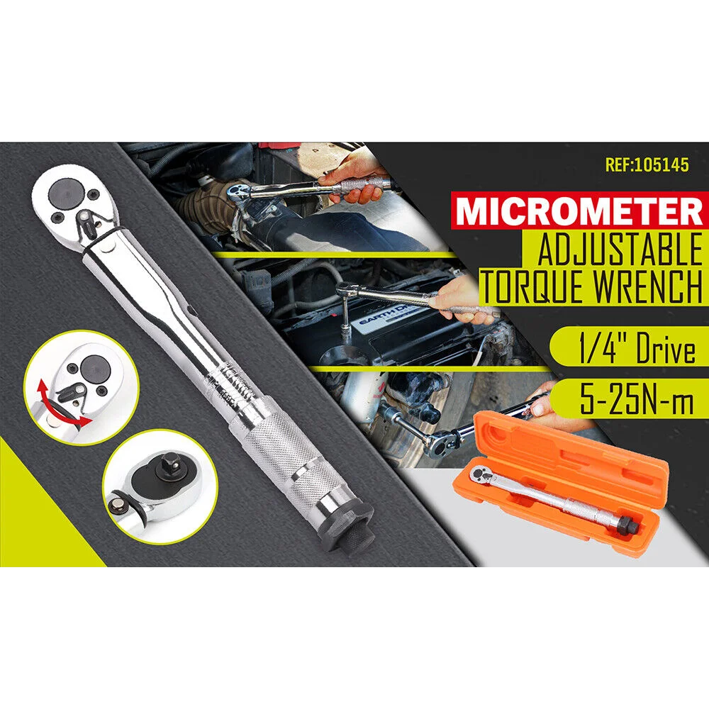 Torque Wrench Click 1/4’’ Drive Adjustable Hand Ratchet