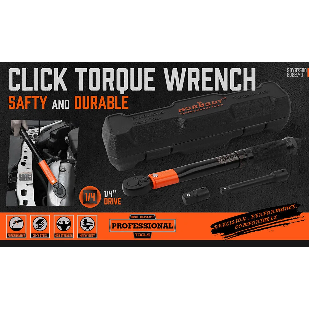 Torque Wrench Set HORUSDY 3Pc 1/4’’ Drive Ratchet Socket