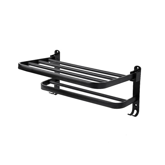 Towel Rack Folding Holder with Hook - Wall-Mounted