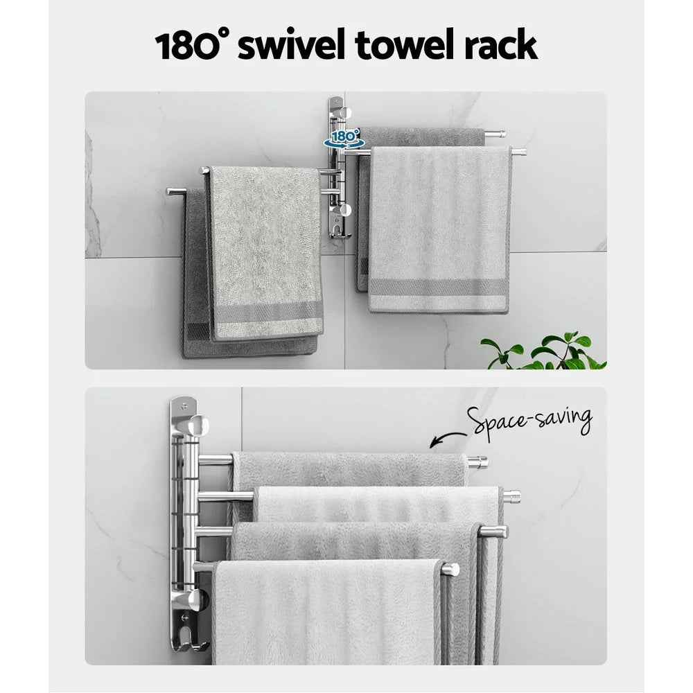 Steel towel rail rack with slim posts and mounting brackets