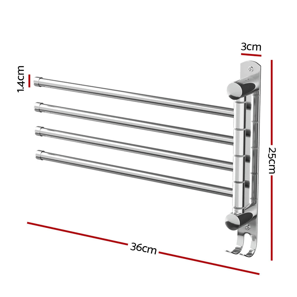 Steel towel rail rack with open shelves and sturdy supports