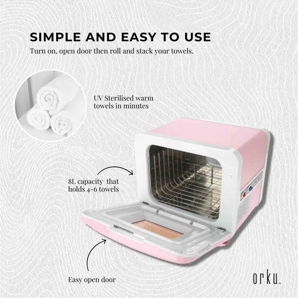 Towel Warmer UV Steriliser Cabinet 8L Pink Small Hot Heater