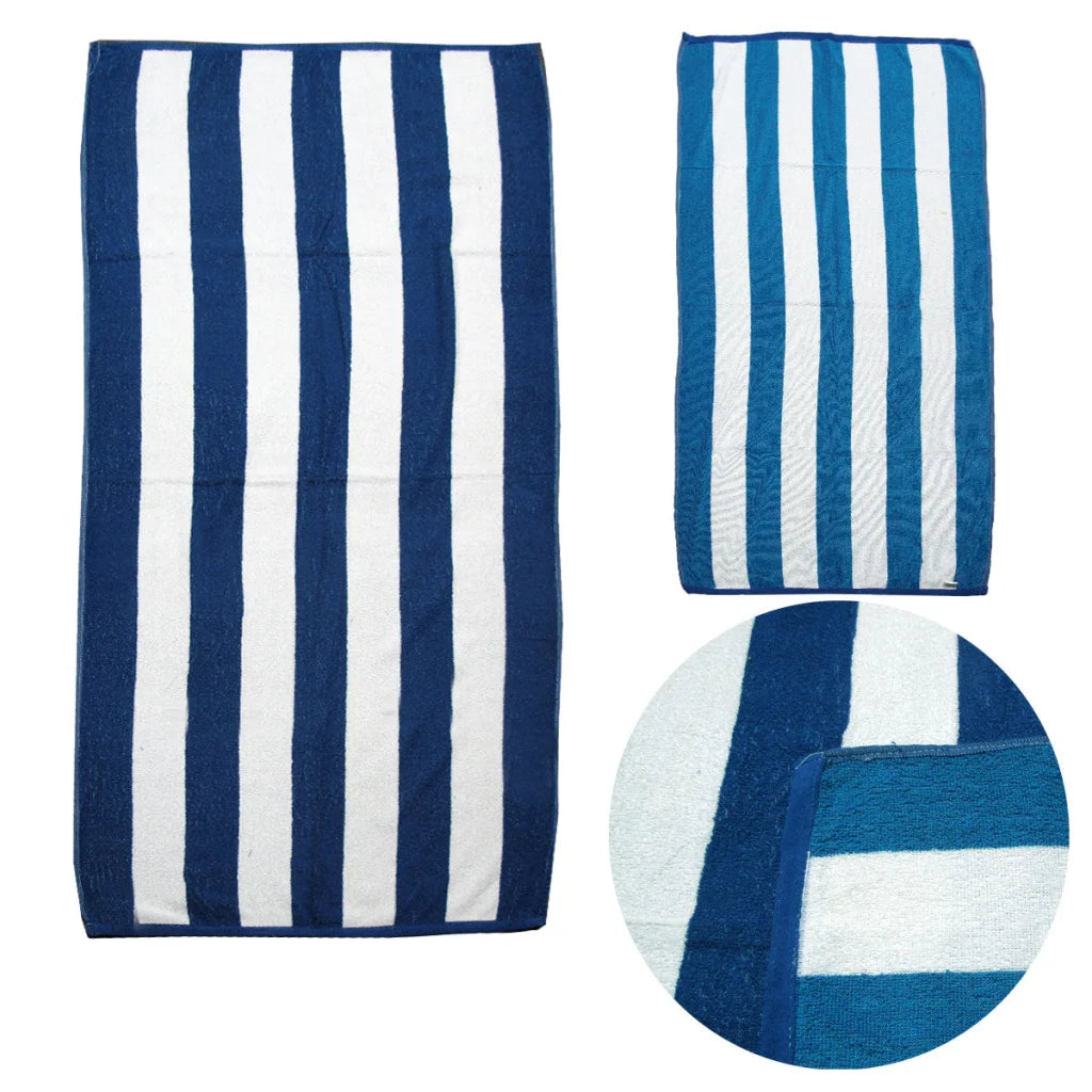 Towels Set of 2 Reversible Cabana Striped Blue/Aqua - Home