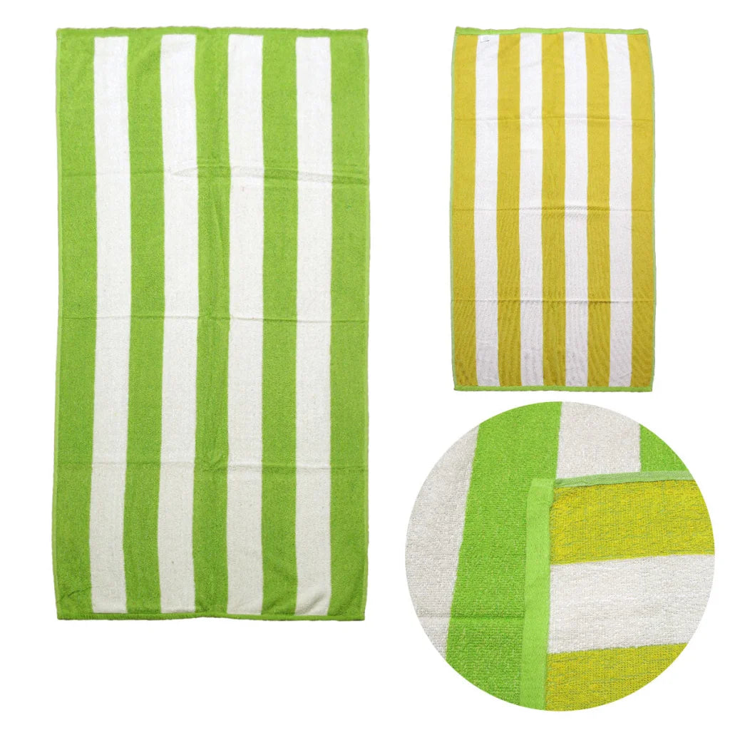 Towels Set of 2 Reversible Cabana Striped Lime/Yellow