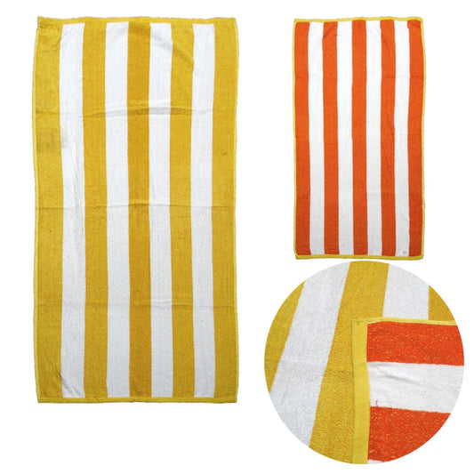 Towels Set of 2 Reversible Cabana Striped Yellow/Orange