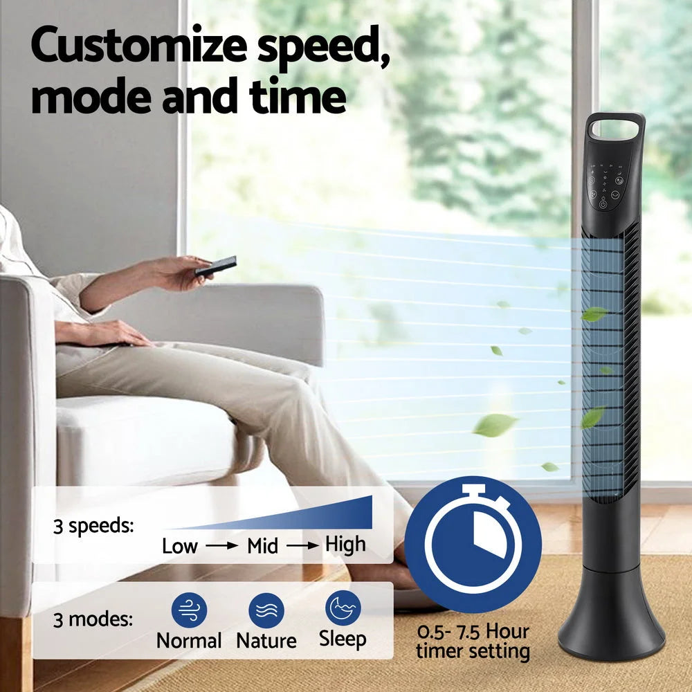 Tower Fan Oscillating with Remote 3 Speeds - 91cm