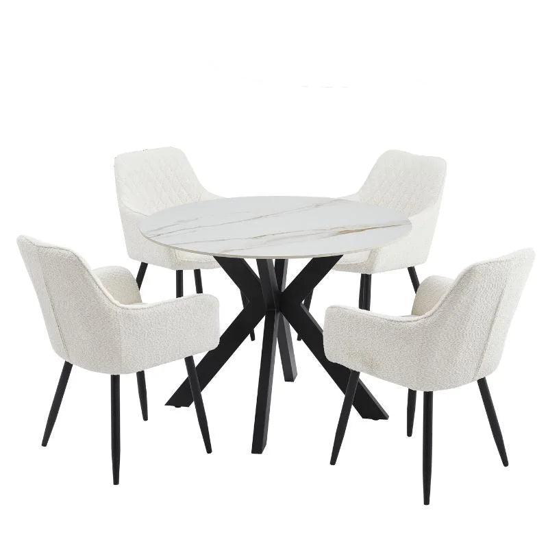 Tracey Round Marble Stone Dining Table - Furniture > Dining