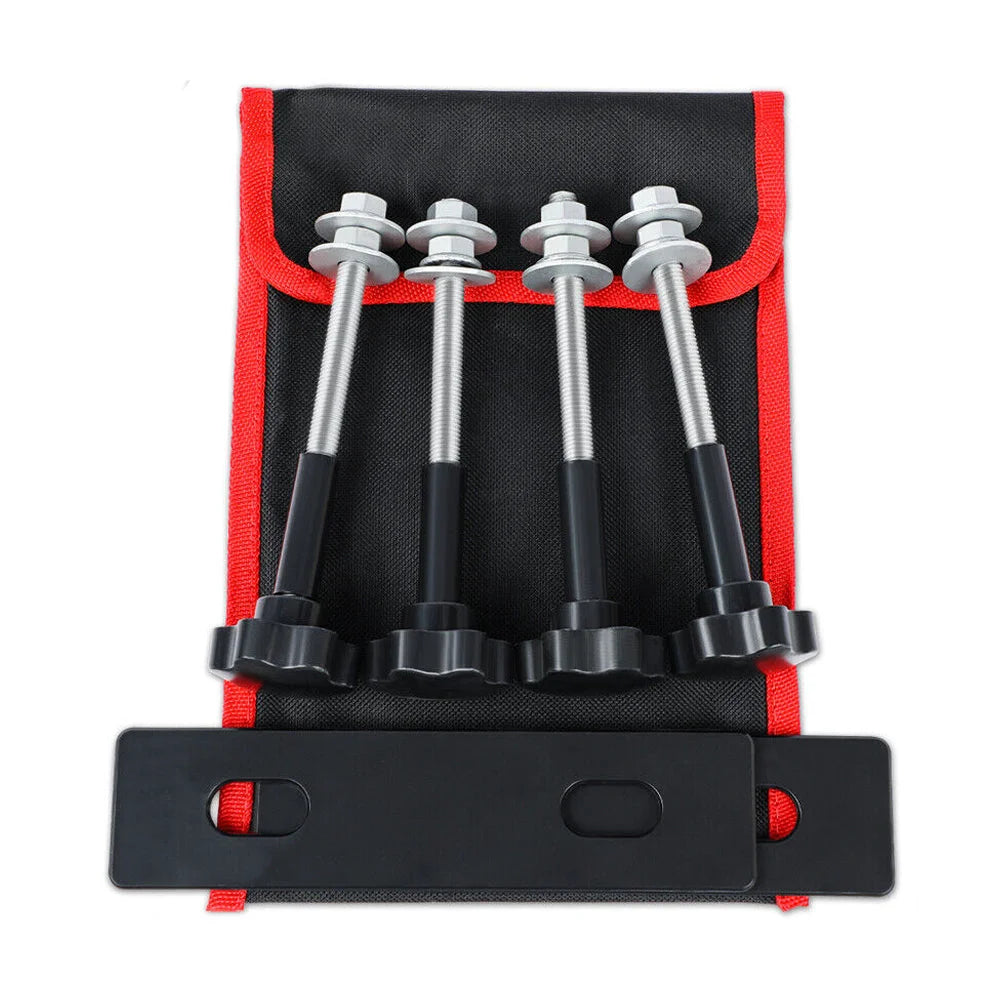 4x4 tracks fixing pins with tiered shelves and metal supports