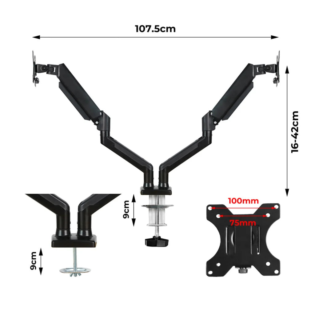Traderight Monitor Stand Dual Arm for 13"-32"