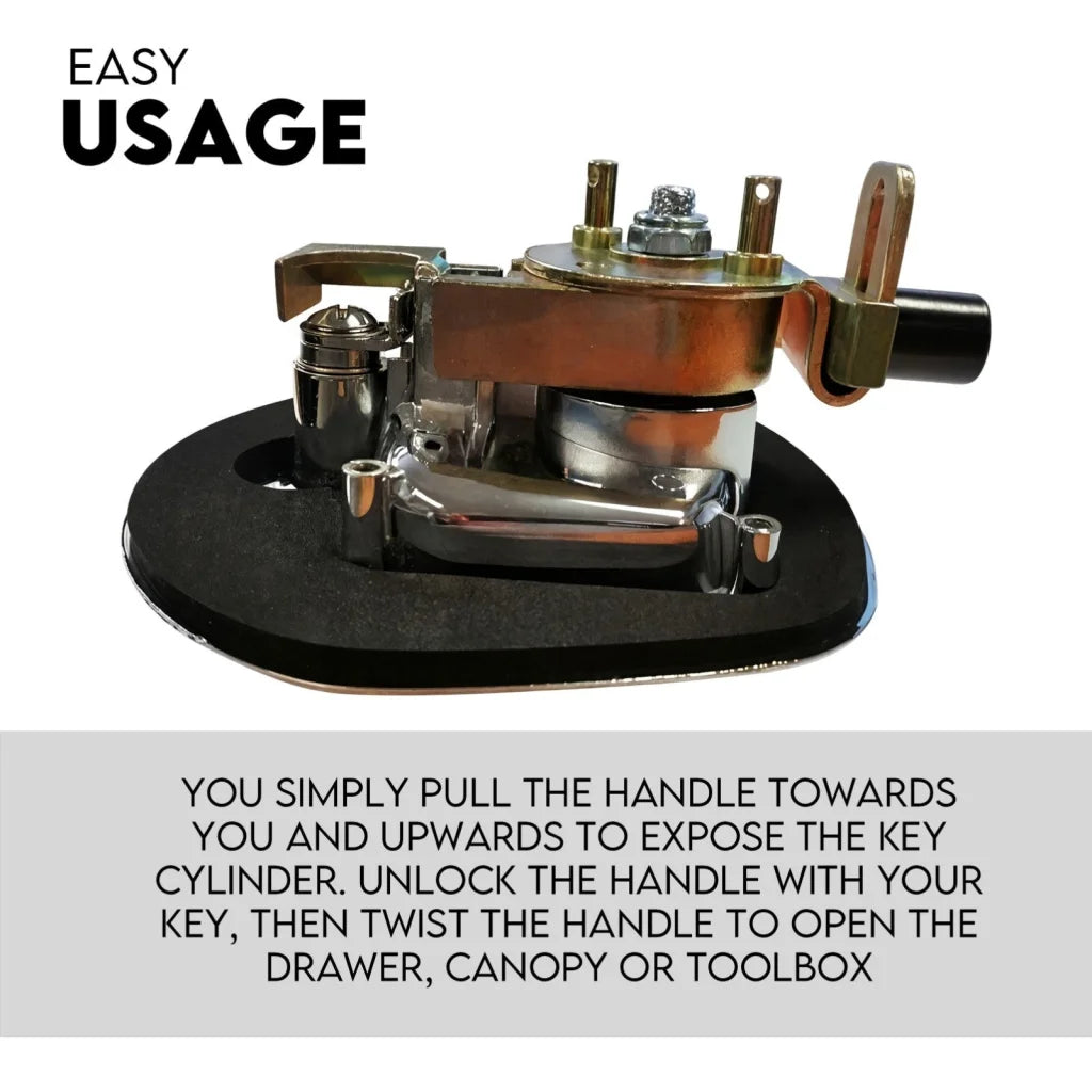 Trailer Ute Toolbox Black Whale Tail T-Handle Lock Latch