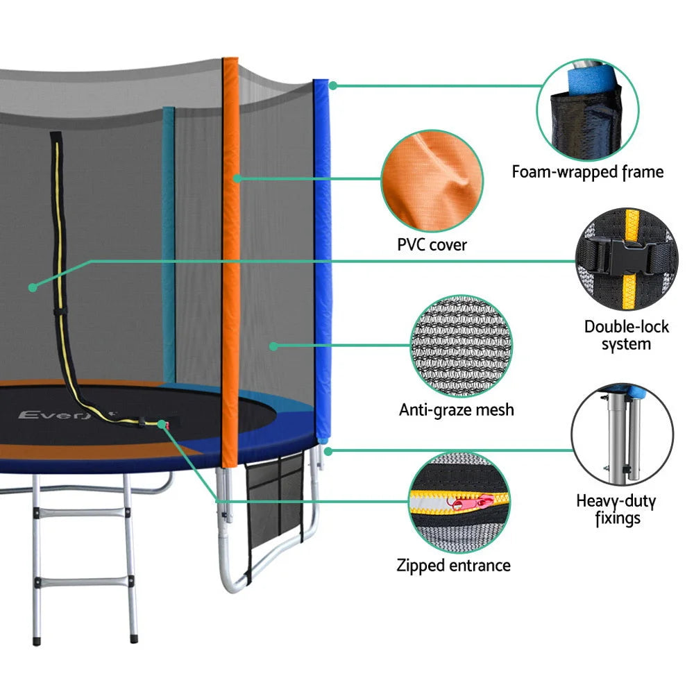 Trampoline 8FT Round Trampolines Kids Safety Net Enclosure